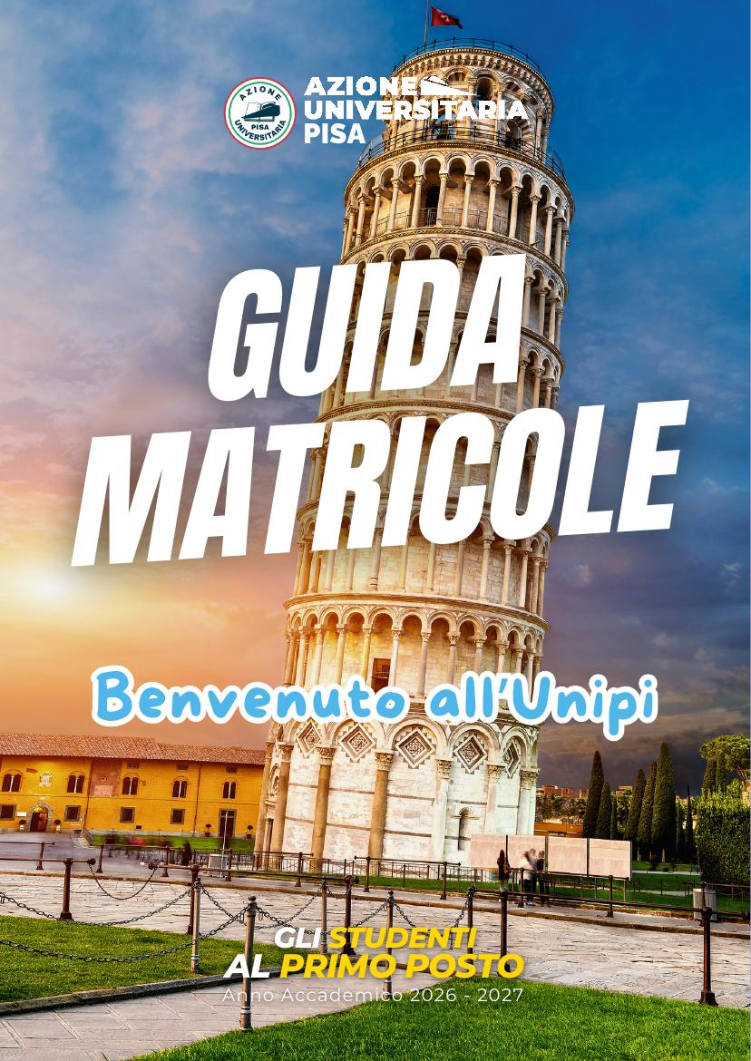 Copertina della Guida Matricole 2026/27 di Azione Universitaria Pisa